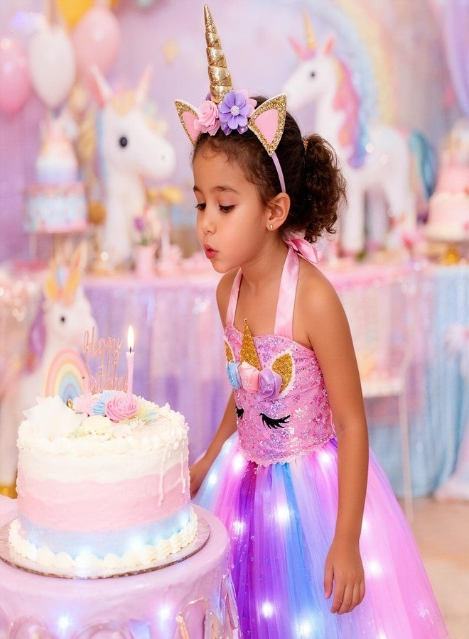 Davsolly Unicorn Costume for Girls Led Light Up Unicorn Princess Tutu Outfit (Unicorn Costume for Girls, 3-4 Years) - Image 4